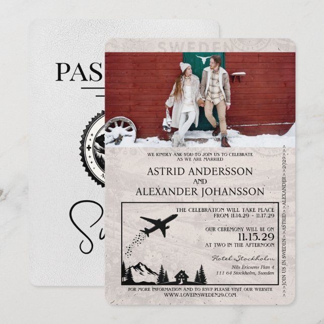 Faire-part de mariage de passeport de la Suède bla (Devant / Derrière)