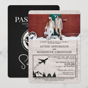 Faire-part de mariage de passeport de la Suède noi