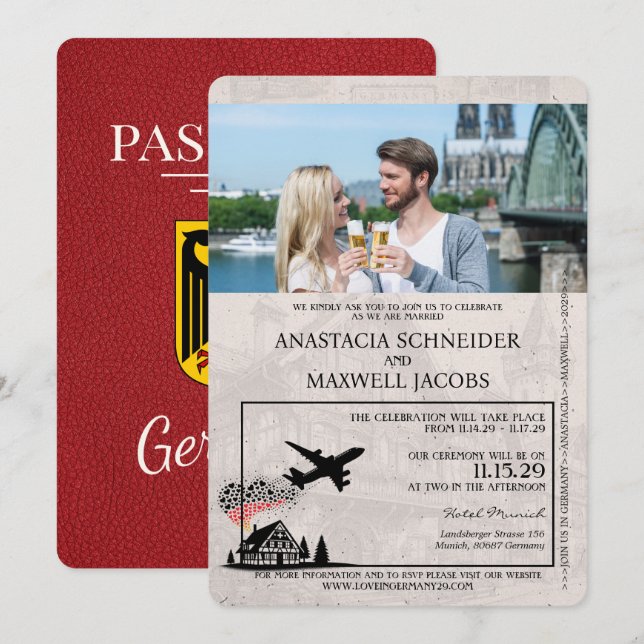 Faire-part de mariage de passeport de l'Allemagne  (Devant / Derrière)