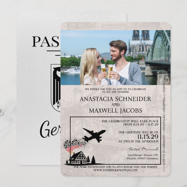 Faire-part de mariage de passeport de l'Allemagne  (Devant / Derrière)