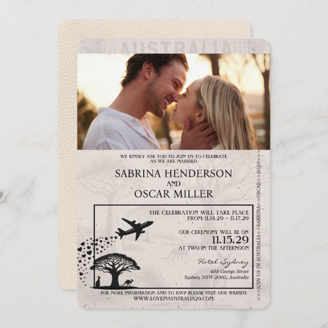 Faire-part de mariage de passeport de l'Australie  (Devant / Derrière)