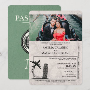 Faire-part de mariage de passeport de Sage Green I