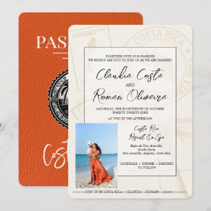 Faire-part de mariage de passeport d'Orange Costa 