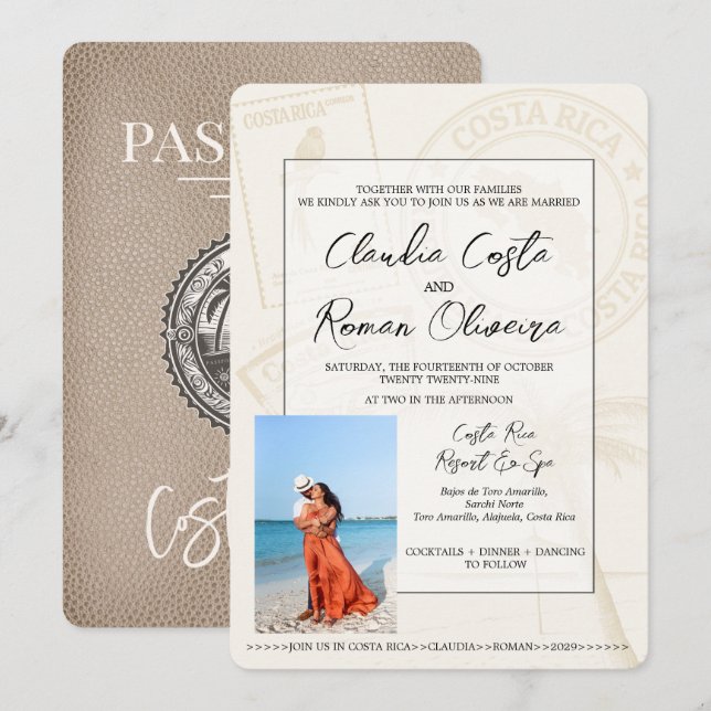 Faire-part de mariage de passeport du Costa Rica b (Devant / Derrière)
