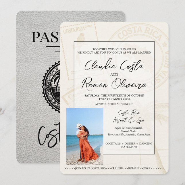 Faire-part de mariage de passeport du Costa Rica b (Devant / Derrière)