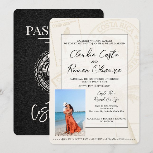 Faire-part de mariage de passeport du Costa Rica n (Devant / Derrière)