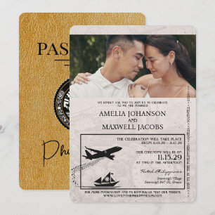 Faire-part de mariage de passeport Gold Philippine