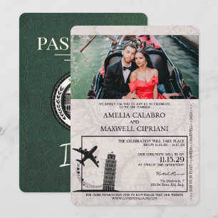 Faire-part de mariage de passeport Italie verte