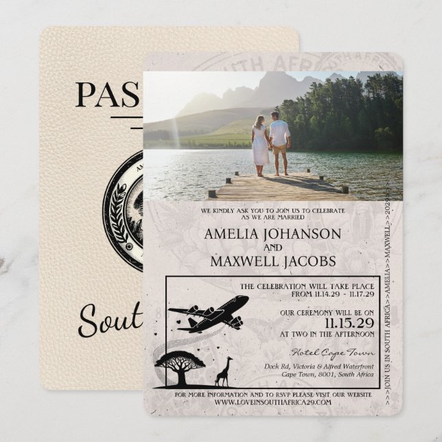 Faire-part de mariage de passeport ivoirien Afriqu (Devant / Derrière)
