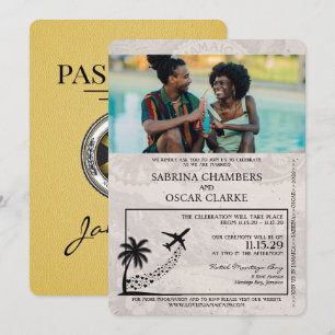 Faire-part de mariage de passeport Jamaïque jaune