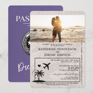 Faire-part de mariage de passeport Lilac Porto Ric