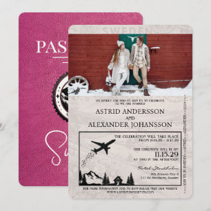 Faire-part de mariage de passeport Magenta Pink Su