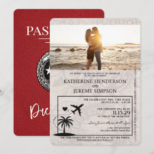 Faire-part de mariage de passeport Red Porto Rico