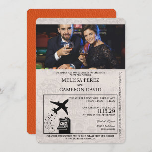 Faire-part de mariage de passeport Reno Orange