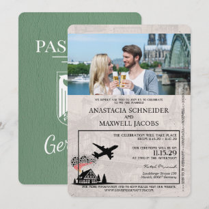 Faire-part de mariage de passeport Sage Green Alle