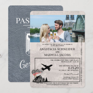 Faire-part de mariage de passeport Silver Allemagn