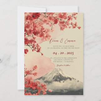 Faire-part de mariage de paysage japonais à l'aqua
