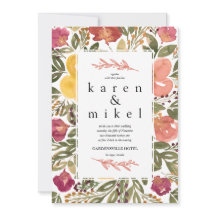 Faire-part de mariage de peinture en fleurs botani