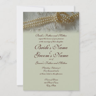 Faire-part de mariage de perles et dentelles (offi
