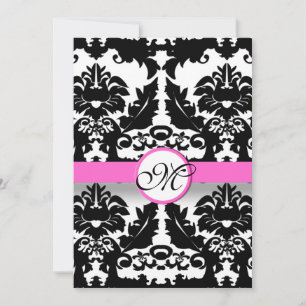 Faire-part de mariage de persiennes en damas rose