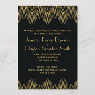 Faire-part de mariage de pétoncle Art déco des ann