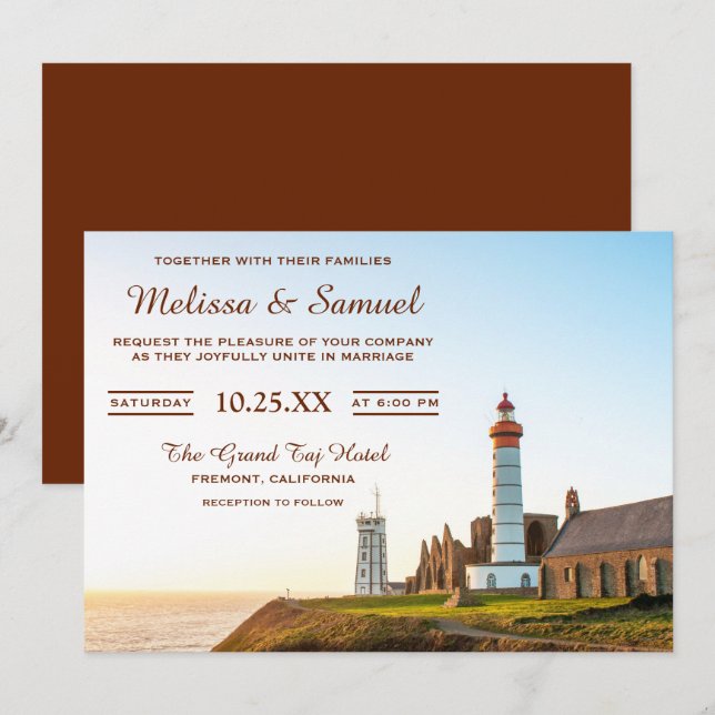 Faire-part de mariage de phare marin Pittoresque (Devant / Derrière)