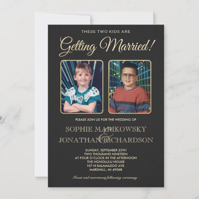 Faire-part de mariage de photos de vieille école (Devant)