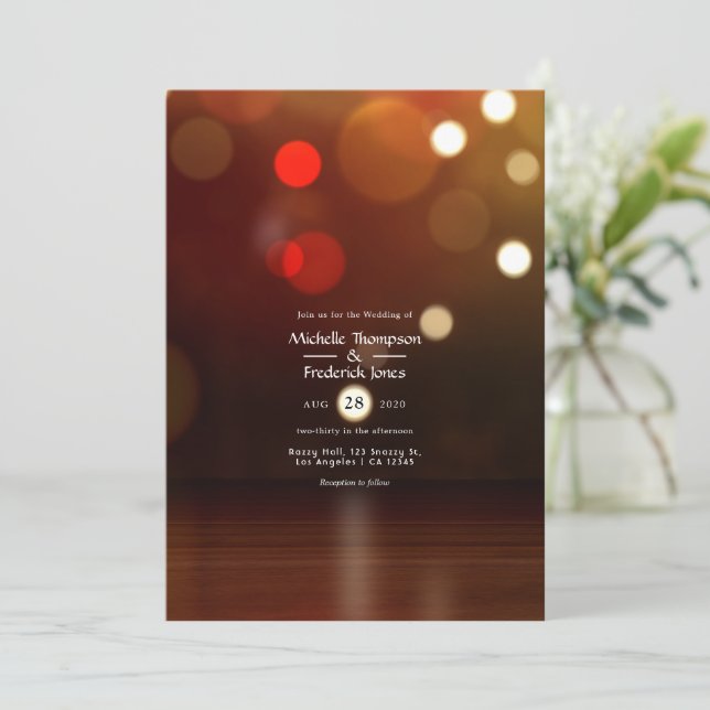 Faire-part de mariage de plage Bokeh (Debout devant)