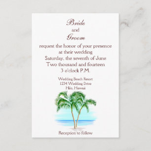 Faire-part de mariage de plage et de palmiers