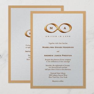 Faire-part de mariage de poignée d'infinité or en