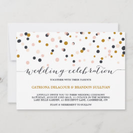Faire-part de mariage de points Confetti rose et o