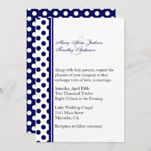 Faire-part de mariage de points Polka bleu et blan