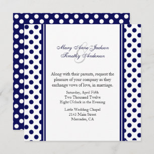 Faire-part de mariage de points Polka bleu et blan