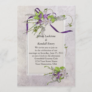 Faire-part de mariage de pois doux à la lavande