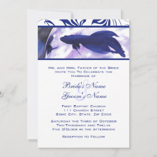Faire-part de mariage de poisson Bêta Bleu