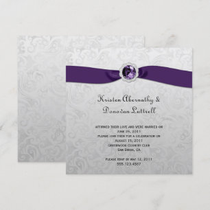Faire-part de mariage de poteau en argent violet d