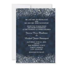 Faire-part de mariage de poussière de marine bleue