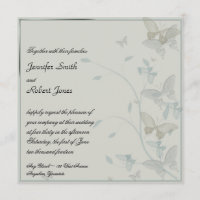 Faire-part de mariage de prairie à papillons gris 