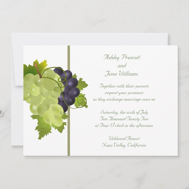 Faire-part de mariage de raisins Napa (Devant)