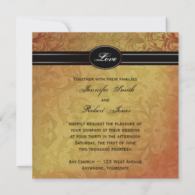 Faire-part de mariage de Regency de chute (Devant)
