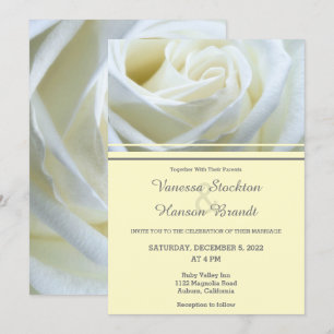Faire-part de mariage de rose blanche moderne