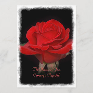 Faire-part de mariage de rose rouge