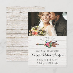 Faire-part de Mariage de Rose Rustique Bohemian Ar