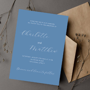 Faire-part de mariage de script bleu foncé