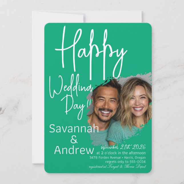 Faire-part de mariage de script classique élégant (Devant)