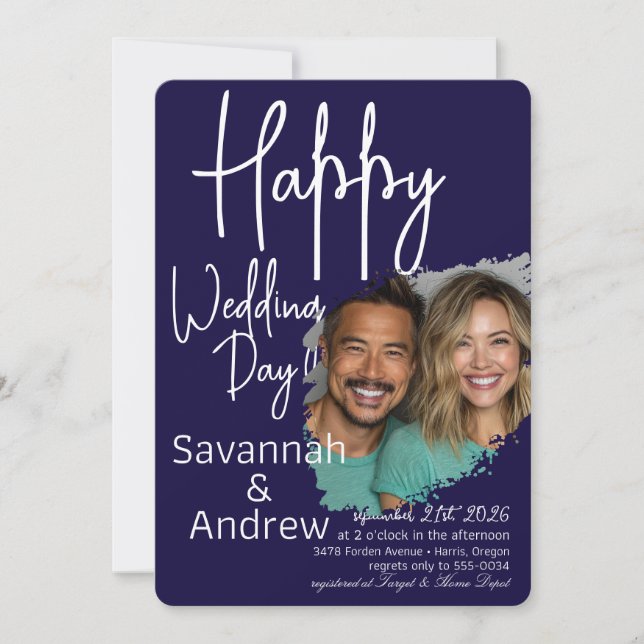 Faire-part de mariage de script classique élégant (Devant)