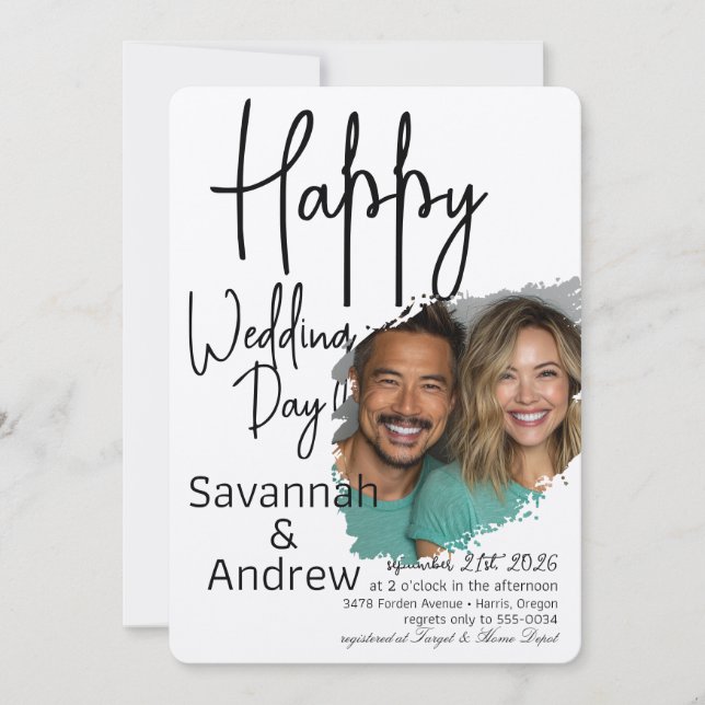 Faire-part de mariage de script classique élégant (Devant)