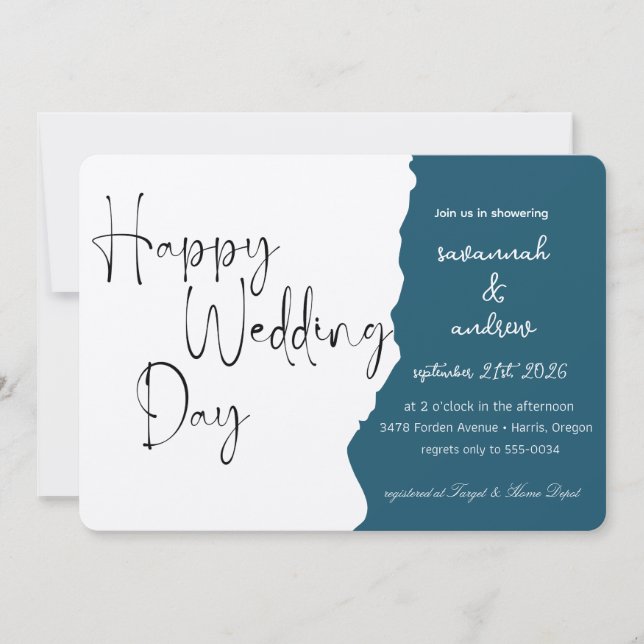 Faire-part de mariage de script classique élégant (Devant)