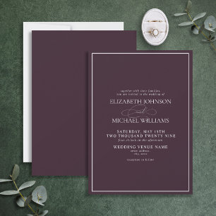 Faire-part de mariage de script classique violet f