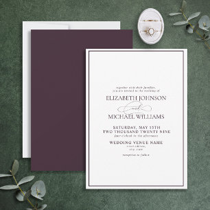 Faire-part de mariage de script classique violet f